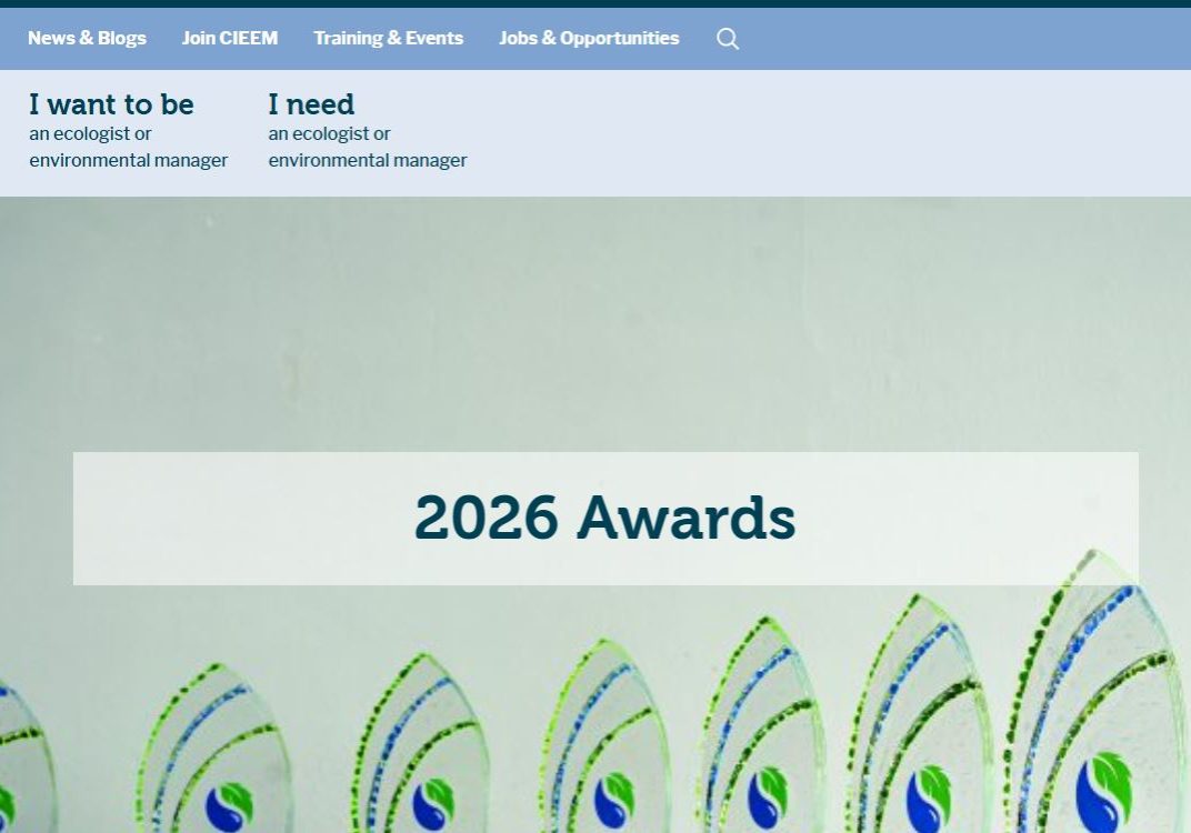 Screenshot of CIEEM website 202 Awards page